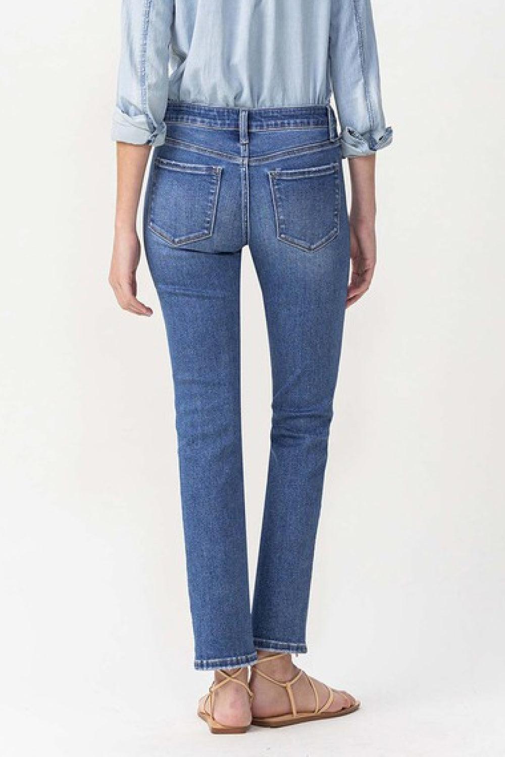 Leisure Time Mid Rise Ankle Cut Straight Leg Jeans - MXSTUDIO.COM