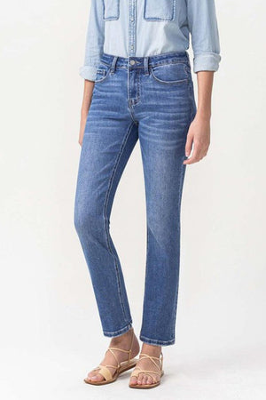 Leisure Time Mid Rise Ankle Cut Straight Leg Jeans - MXSTUDIO.COM