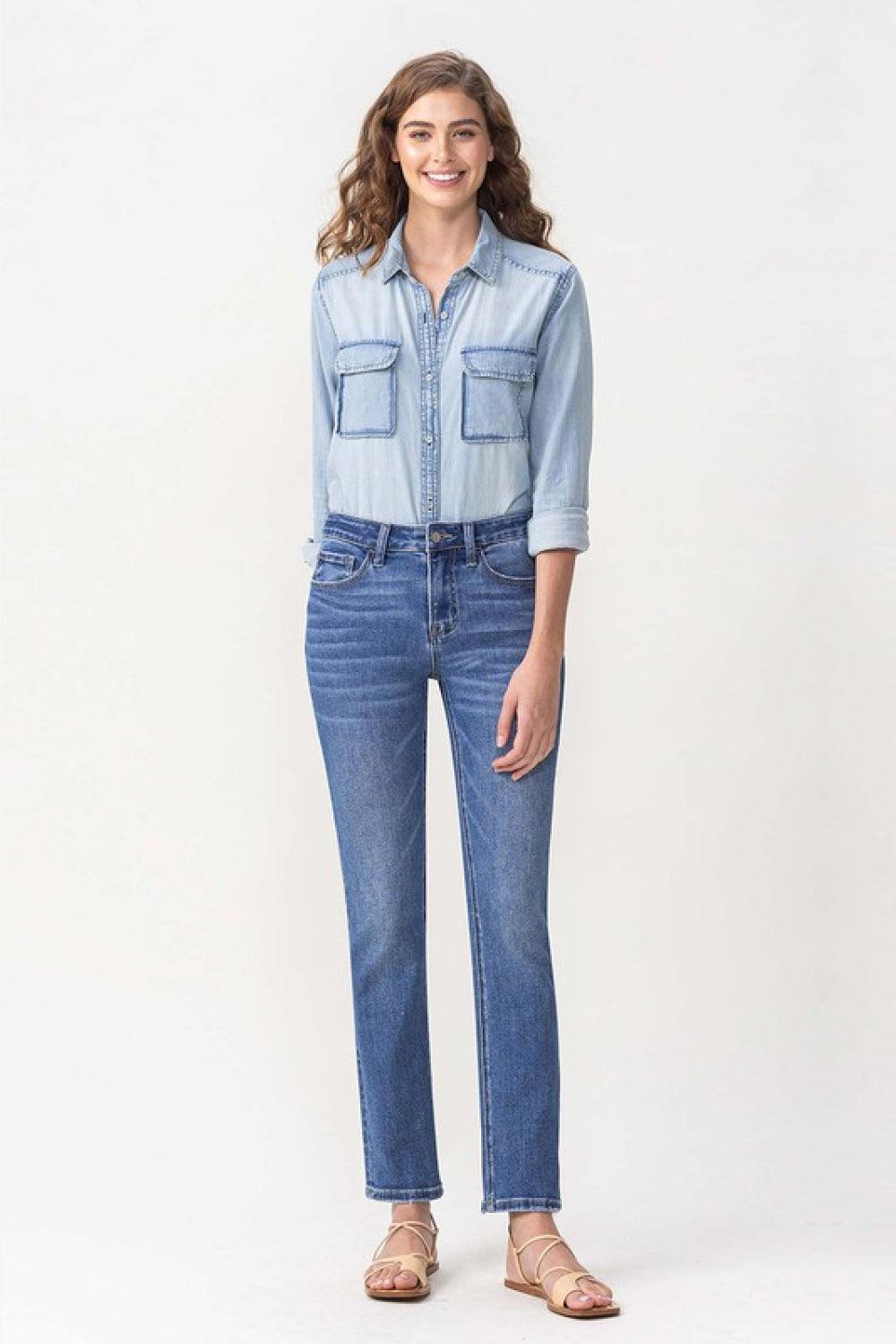 Leisure Time Mid Rise Ankle Cut Straight Leg Jeans - MXSTUDIO.COM