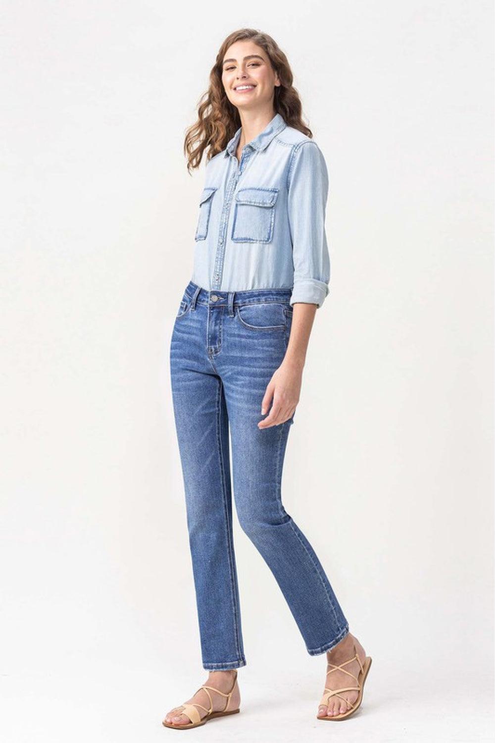 Leisure Time Mid Rise Ankle Cut Straight Leg Jeans - MXSTUDIO.COM