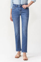 Leisure Time Mid Rise Ankle Cut Straight Leg Jeans - MXSTUDIO.COM