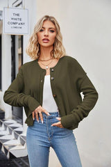 Leisure Warmth Exposed Seam Button Front Cardigan - MXSTUDIO.COM