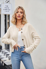 Leisure Warmth Exposed Seam Button Front Cardigan - MXSTUDIO.COM