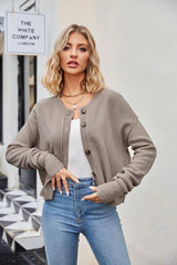 Leisure Warmth Exposed Seam Button Front Cardigan - MXSTUDIO.COM