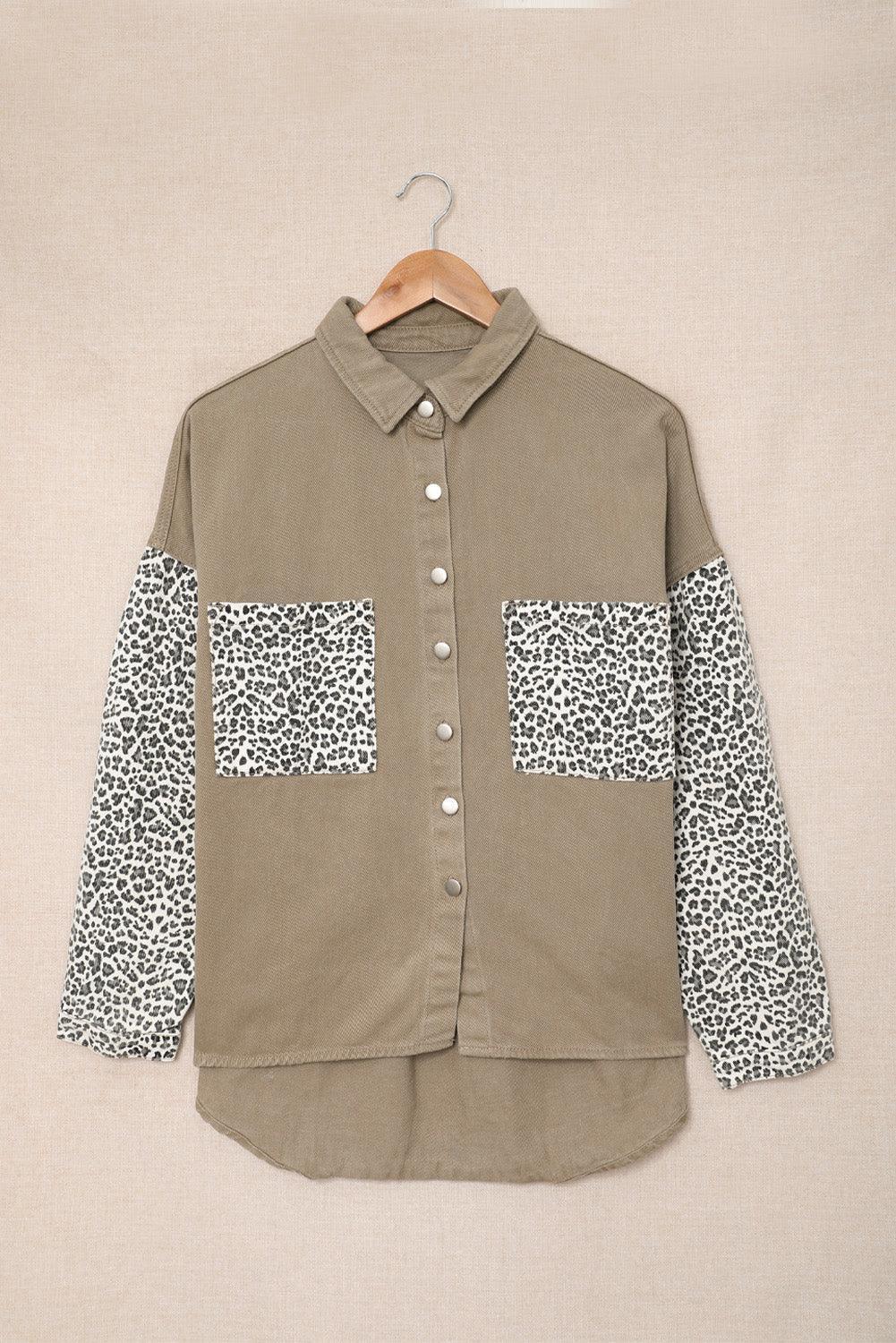 Leopard Denim Patchwork Shacket - MXSTUDIO.COM