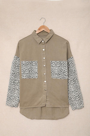 Leopard Denim Patchwork Shacket - MXSTUDIO.COM