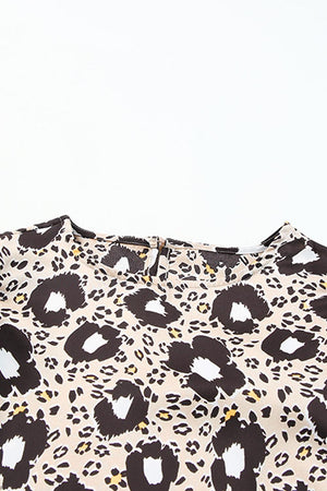 Leopard Flutter Sleeve Animal Print Blouse - MXSTUDIO.COM