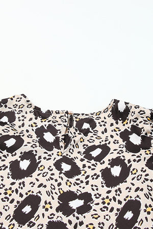 Leopard Flutter Sleeve Animal Print Blouse - MXSTUDIO.COM