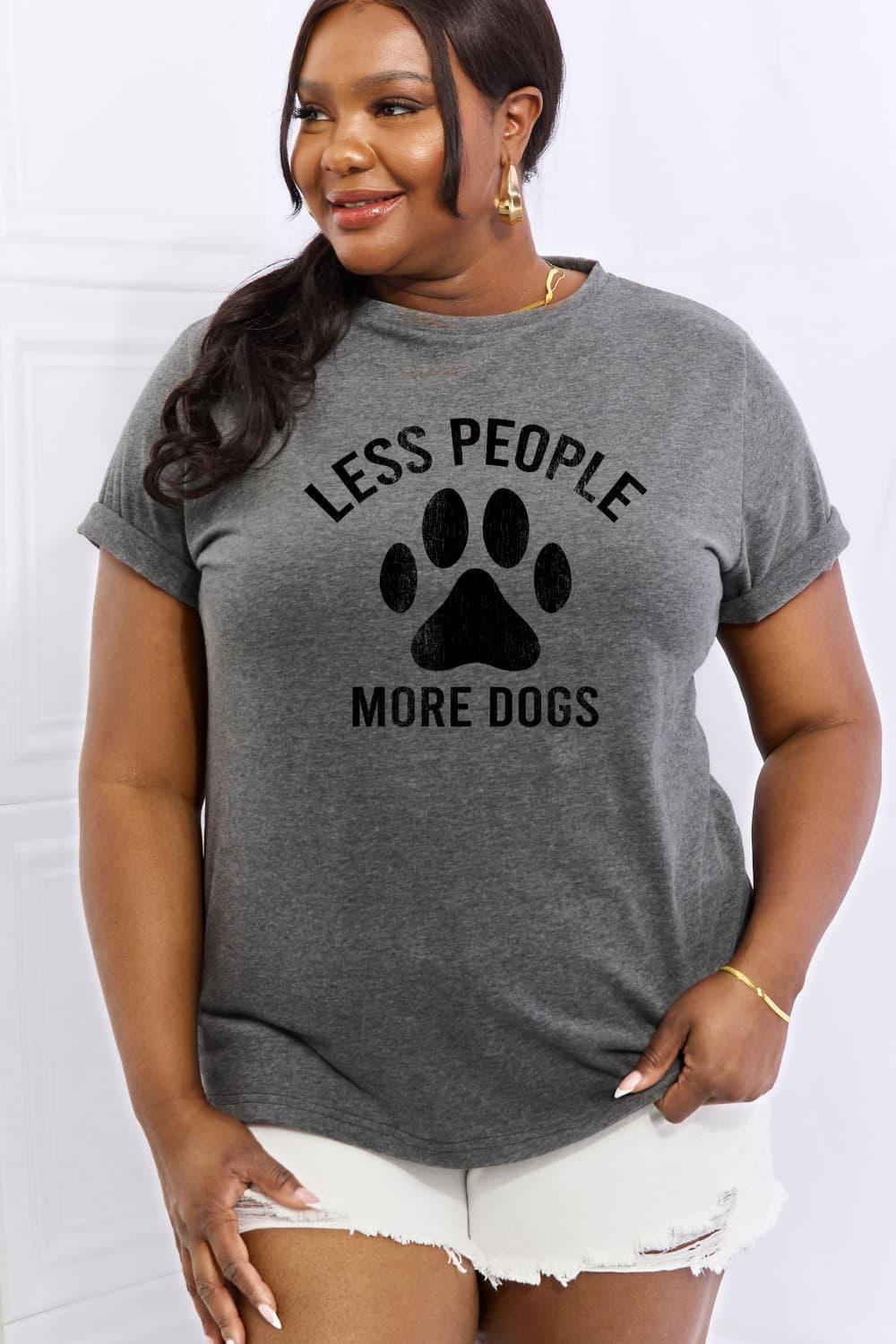 Less People More Dogs Plus Size Paw T Shirt - MXSTUDIO.COM