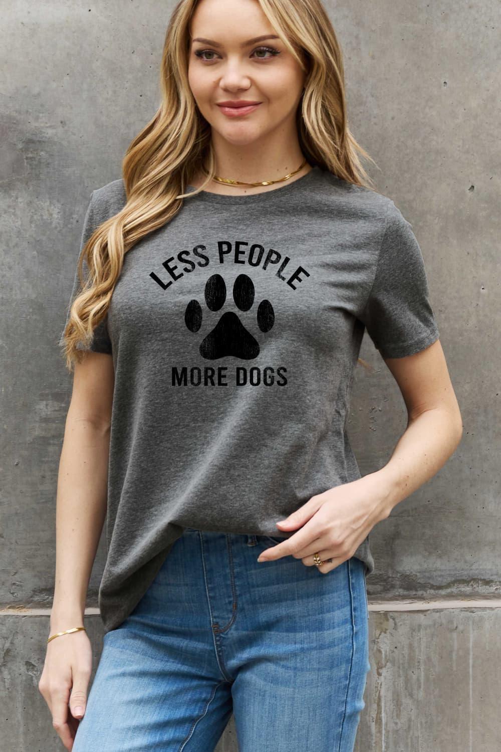 Less People More Dogs Plus Size Paw T Shirt - MXSTUDIO.COM