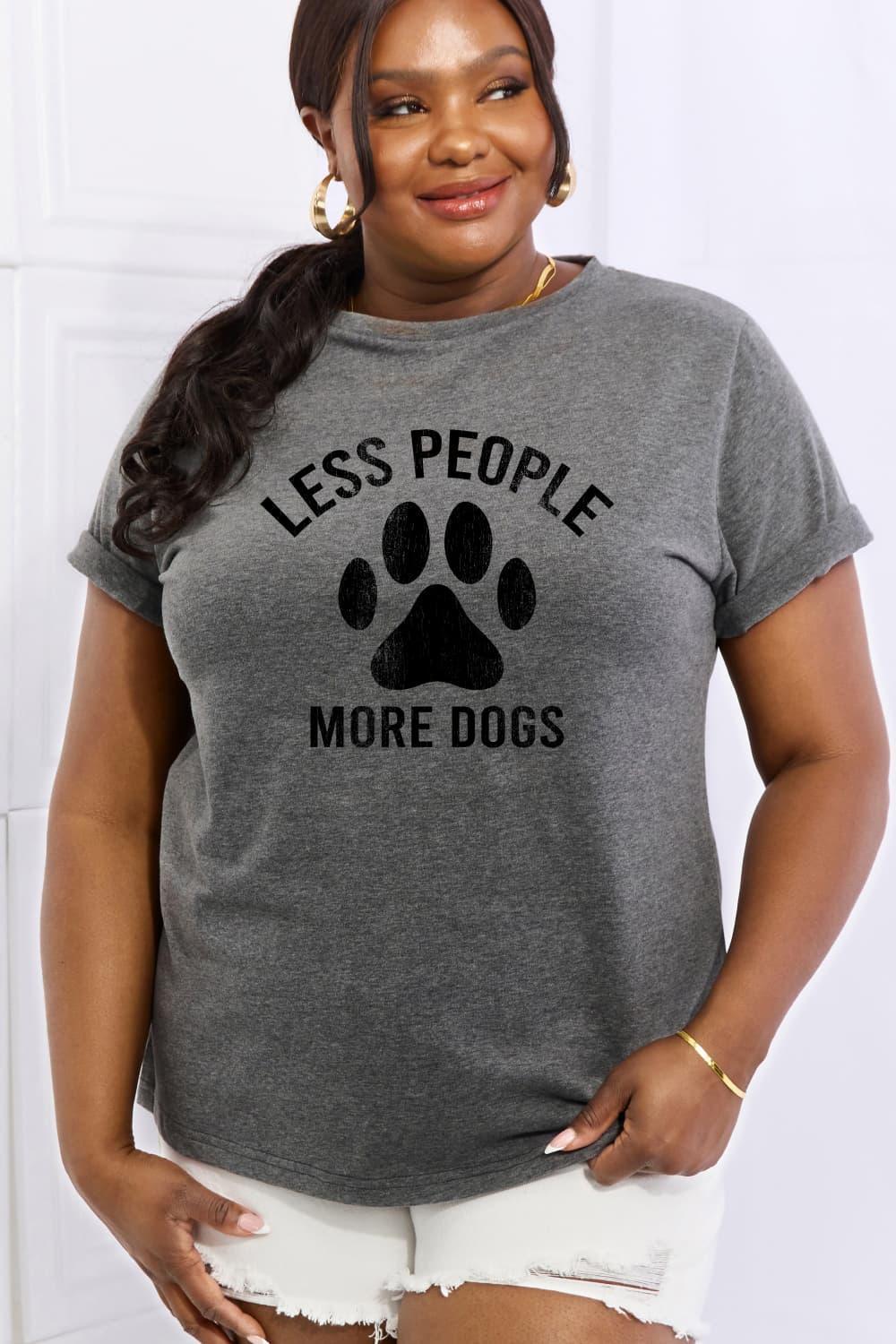 Less People More Dogs Plus Size Paw T Shirt - MXSTUDIO.COM