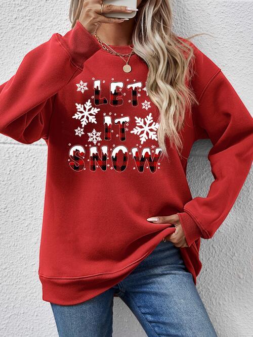 Let It Snow Graphic Long Sleeve Christmas Sweatshirt-MXSTUDIO.COM