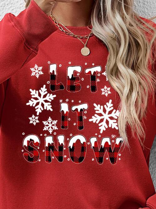 Let It Snow Graphic Long Sleeve Christmas Sweatshirt-MXSTUDIO.COM