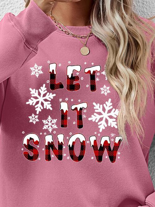 Let It Snow Graphic Long Sleeve Christmas Sweatshirt-MXSTUDIO.COM