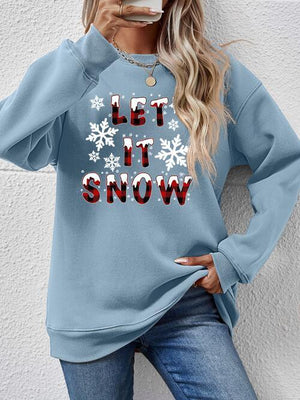 Let It Snow Graphic Long Sleeve Christmas Sweatshirt-MXSTUDIO.COM