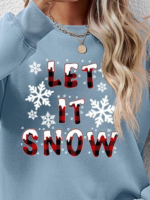 Let It Snow Graphic Long Sleeve Christmas Sweatshirt-MXSTUDIO.COM