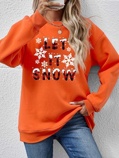 Let It Snow Graphic Long Sleeve Christmas Sweatshirt-MXSTUDIO.COM