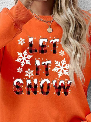 Let It Snow Graphic Long Sleeve Christmas Sweatshirt-MXSTUDIO.COM