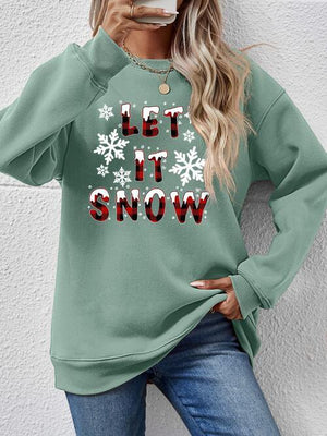 Let It Snow Graphic Long Sleeve Christmas Sweatshirt-MXSTUDIO.COM