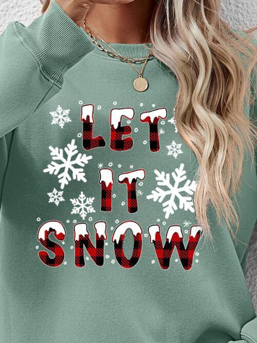 Let It Snow Graphic Long Sleeve Christmas Sweatshirt-MXSTUDIO.COM