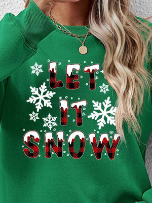 Let It Snow Graphic Long Sleeve Christmas Sweatshirt-MXSTUDIO.COM