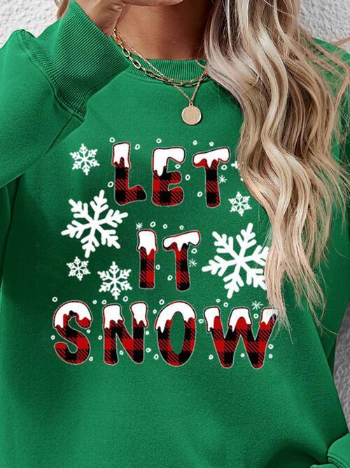 Let It Snow Graphic Long Sleeve Christmas Sweatshirt-MXSTUDIO.COM