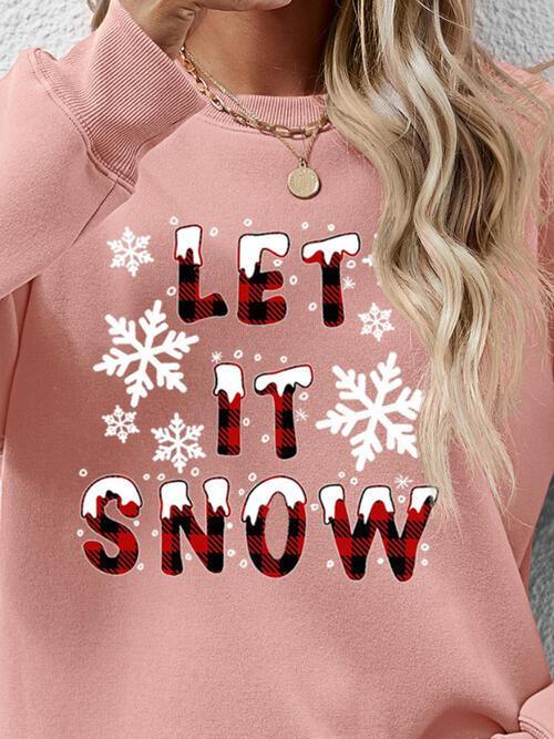 Let It Snow Graphic Long Sleeve Christmas Sweatshirt-MXSTUDIO.COM