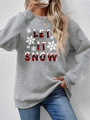 Let It Snow Graphic Long Sleeve Christmas Sweatshirt-MXSTUDIO.COM