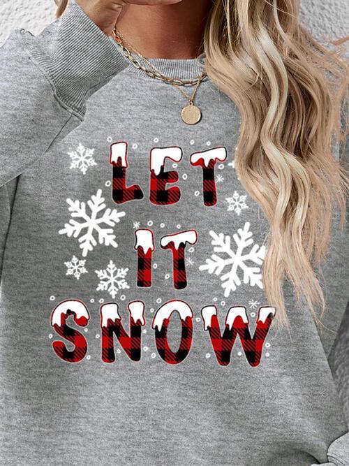 Let It Snow Graphic Long Sleeve Christmas Sweatshirt-MXSTUDIO.COM