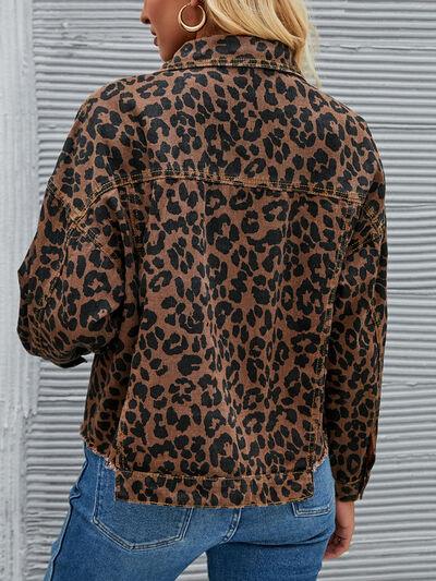 a woman wearing a leopard print jacket