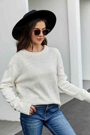 Letter A Long Sleeve Crew Neck Sweater - MXSTUDIO.COM