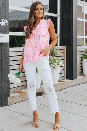 Life Is Good Pink Floral Cap Sleeve Blouse - MXSTUDIO.COM