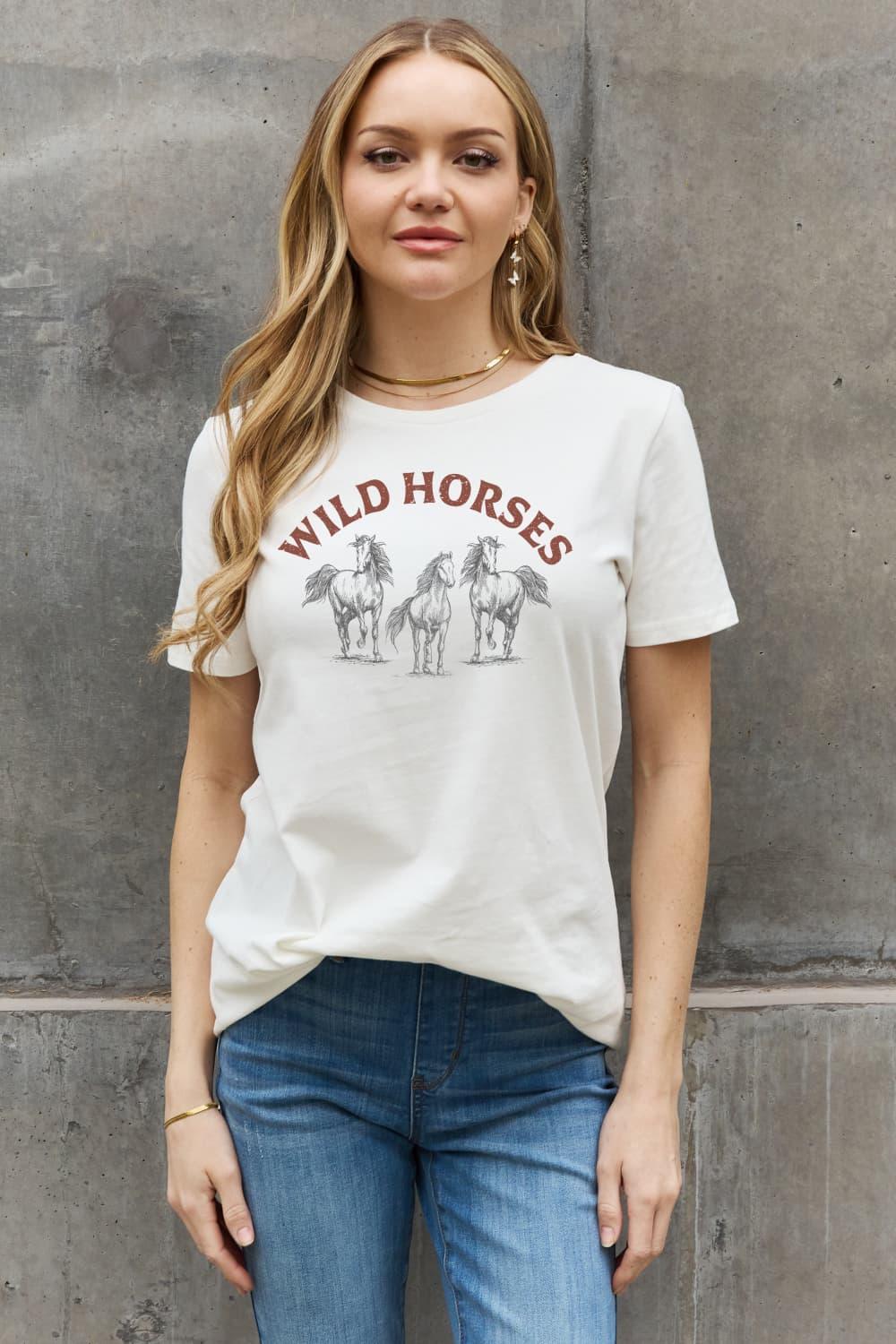 Life Is Not A Race Cotton Wild Horses T Shirt - MXSTUDIO.COM