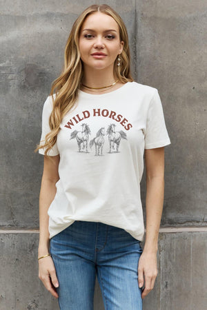 Life Is Not A Race Cotton Wild Horses T Shirt - MXSTUDIO.COM