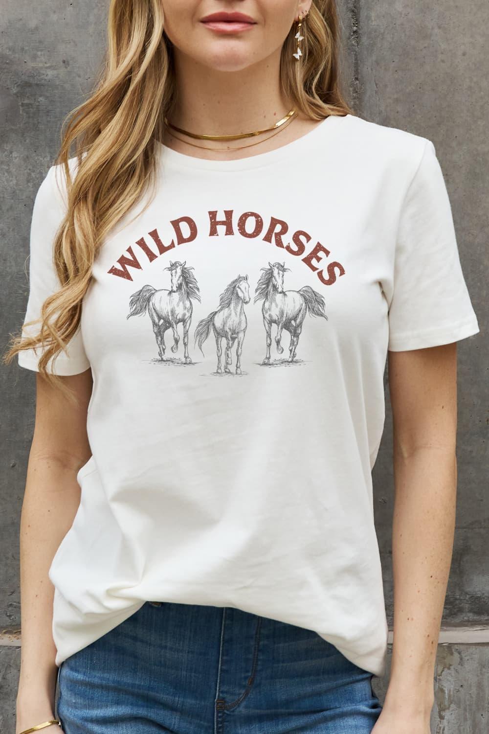 Life Is Not A Race Cotton Wild Horses T Shirt - MXSTUDIO.COM