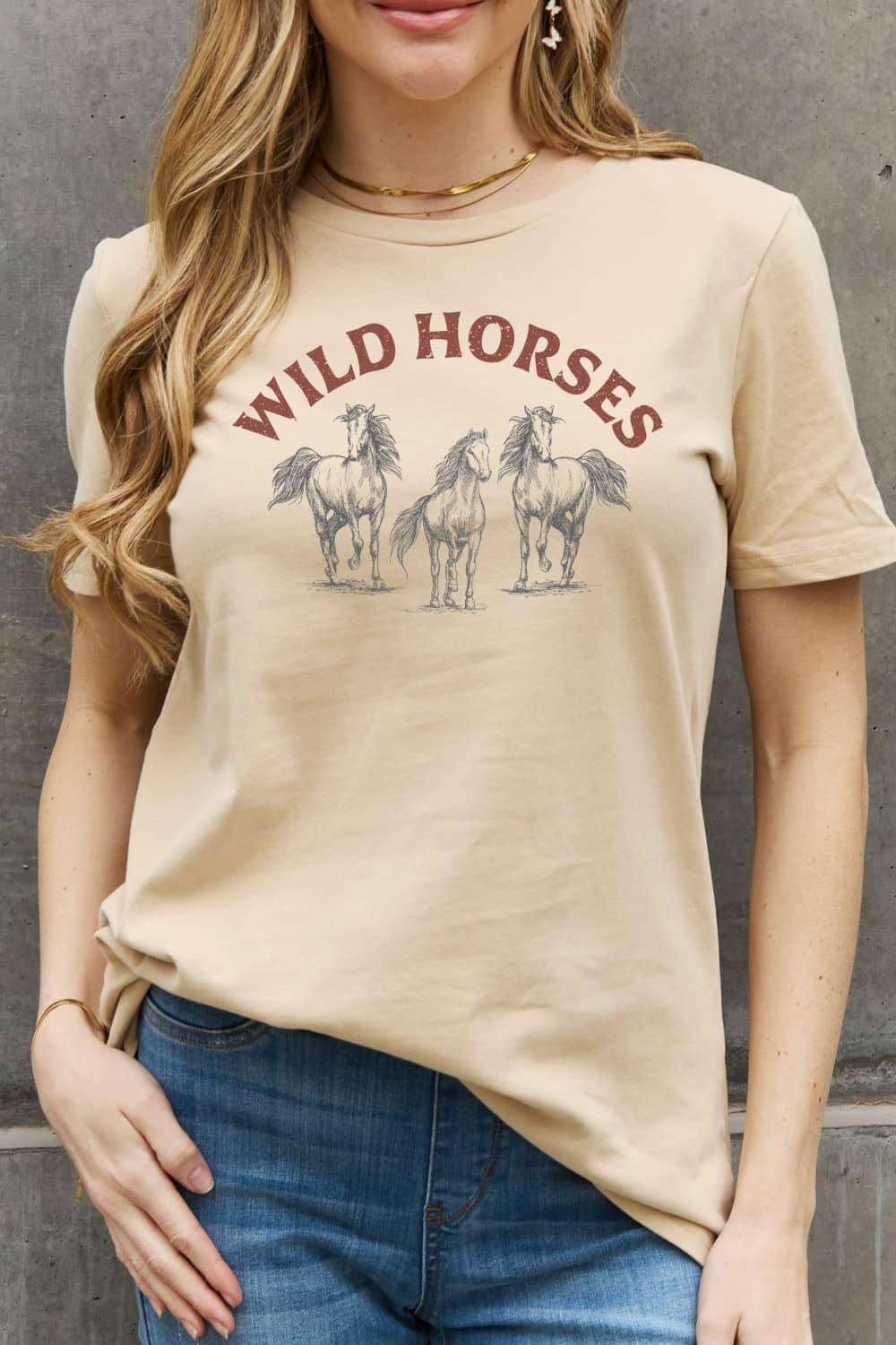 Life Is Not A Race Cotton Wild Horses T Shirt - MXSTUDIO.COM