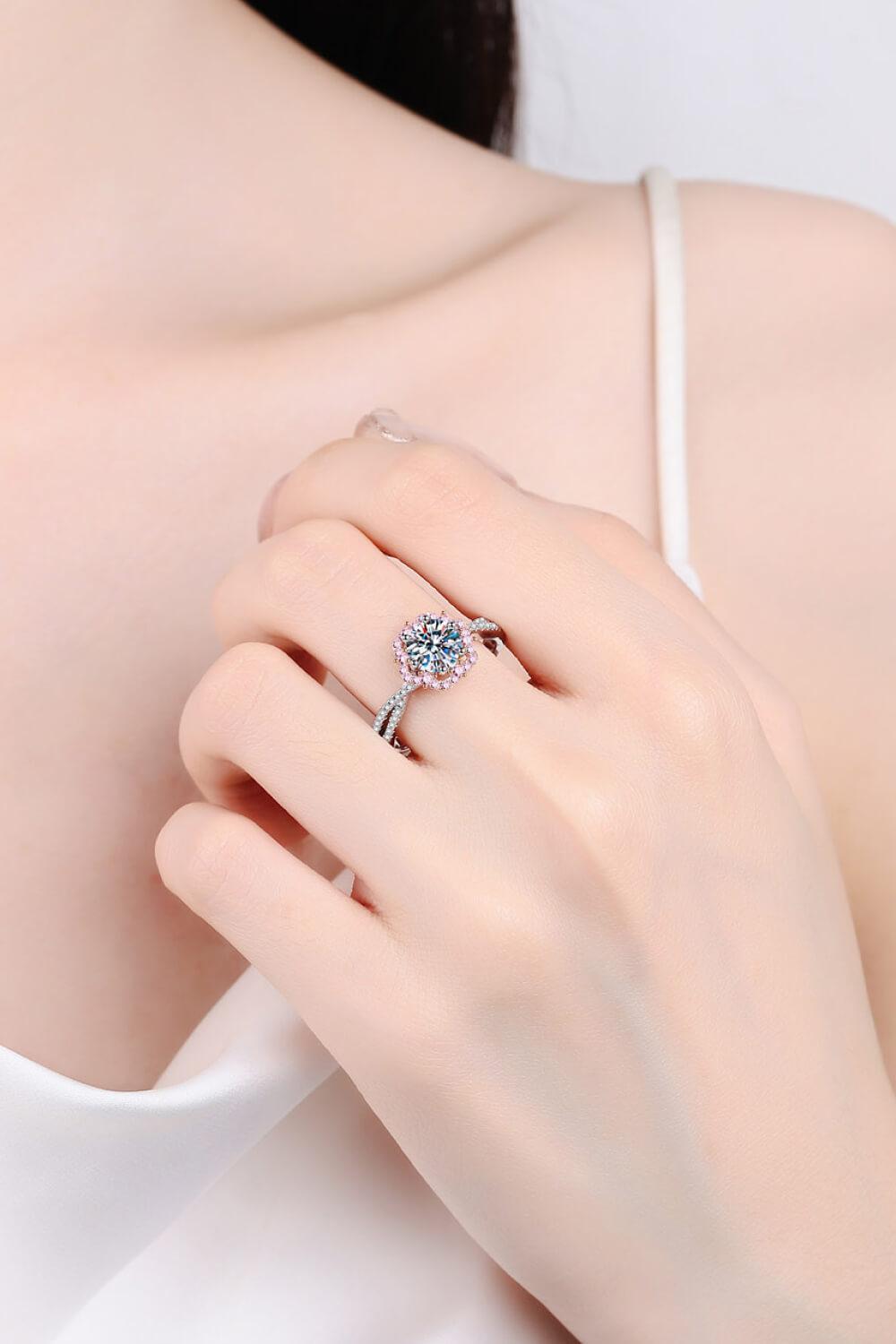 Life Wonder Zircon Accents 1 Carat Moissanite Flower Ring - MXSTUDIO.COM