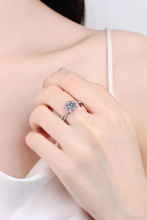 Life Wonder Zircon Accents 1 Carat Moissanite Flower Ring - MXSTUDIO.COM