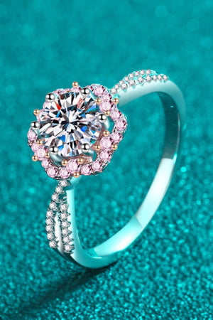 Life Wonder Zircon Accents 1 Carat Moissanite Flower Ring - MXSTUDIO.COM