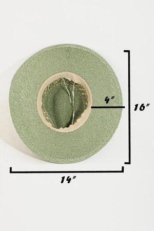 a picture of a green hat with measurements