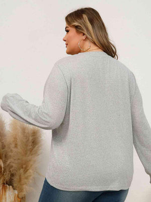 Likeable Ruched Plus Size Long Sleeve Top - MXSTUDIO.COM