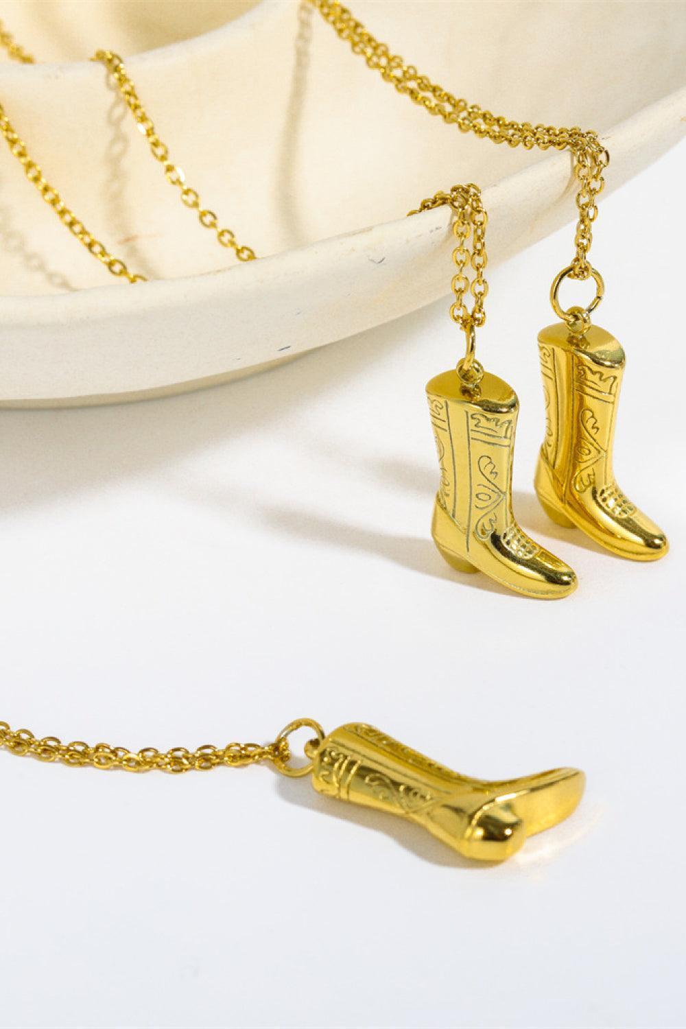 Limitless Charm Stainless Steel Cowboy Boot Necklace - MXSTUDIO.COM