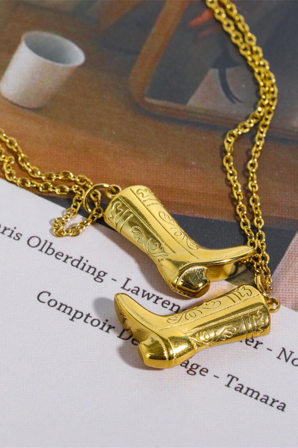 Limitless Charm Stainless Steel Cowboy Boot Necklace - MXSTUDIO.COM