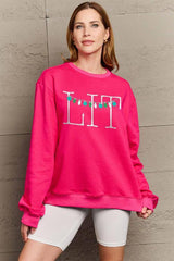 Lit Graphic Plus Size Christmas Sweatshirt-MXSTUDIO.COM