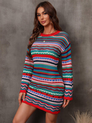 Live Boldly Stripe Mini Sweater Dress - MXSTUDIO.COM