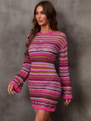 Live Boldly Stripe Mini Sweater Dress - MXSTUDIO.COM