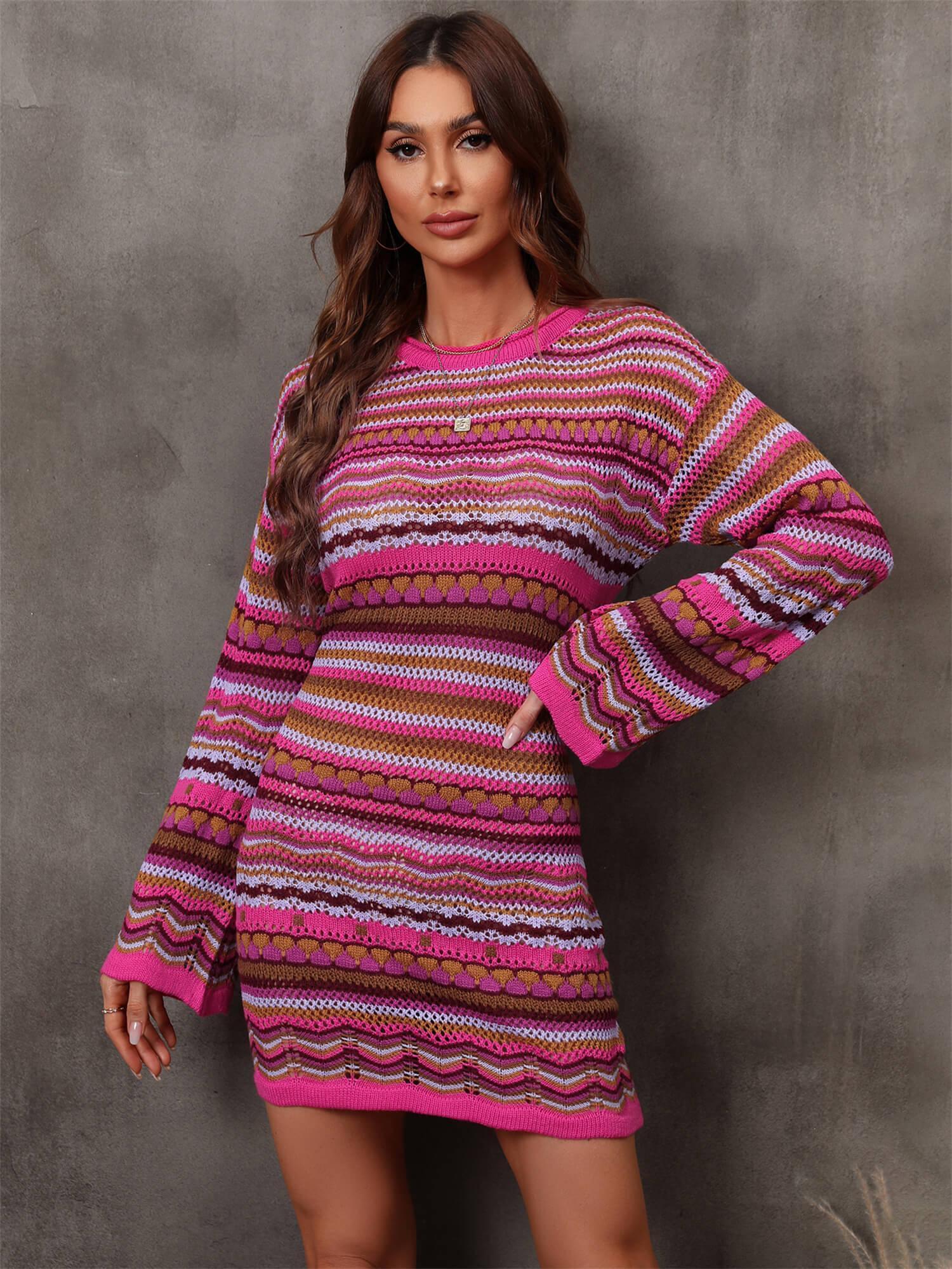 Live Boldly Stripe Mini Sweater Dress - MXSTUDIO.COM