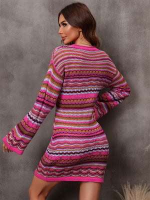 Live Boldly Stripe Mini Sweater Dress - MXSTUDIO.COM