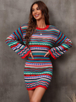 Live Boldly Stripe Mini Sweater Dress - MXSTUDIO.COM