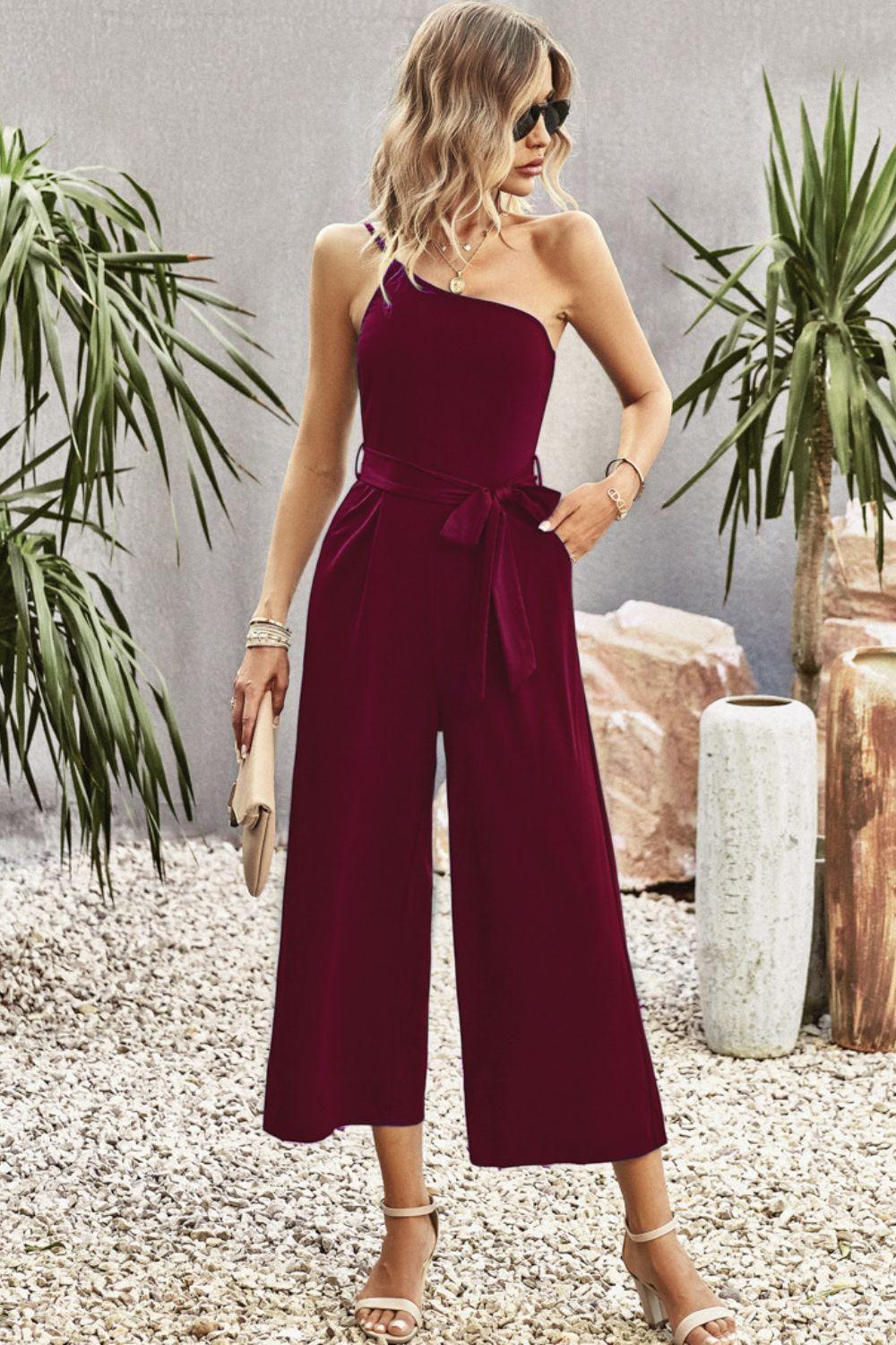 Live In The Moment Wide Leg One Shoulder Jumpsuit - MXSTUDIO.COM